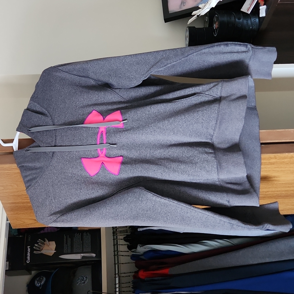 Gray and Pink UnderArmour Hoodie